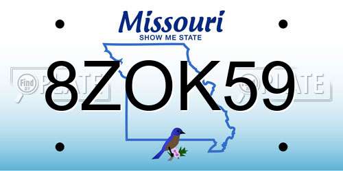 8ZOK59 Missouri License Plate