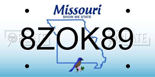 8ZOK89 Missouri License Plate