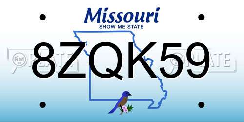 8ZQK59 Missouri License Plate