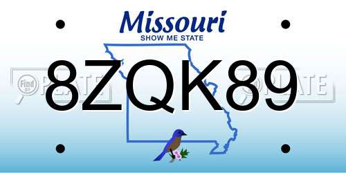 8ZQK89 Missouri License Plate