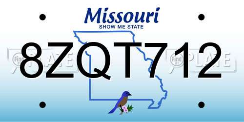 8ZQT712 Missouri License Plate