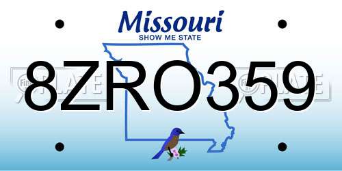 8ZRO359 Missouri License Plate
