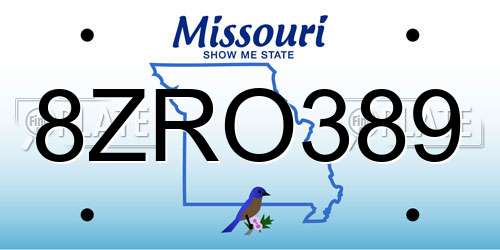 8ZRO389 Missouri License Plate