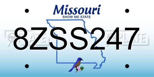 8ZSS247 Missouri License Plate