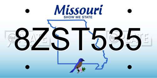 8ZST535 Missouri License Plate