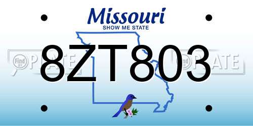 8ZT803 Missouri License Plate