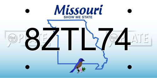 8ZTL74 Missouri License Plate