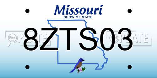 8ZTS03 Missouri License Plate