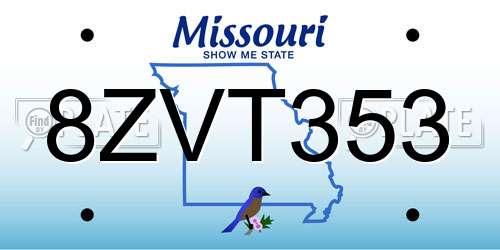 8ZVT353 Missouri License Plate