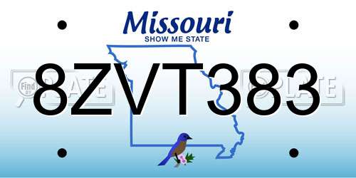 8ZVT383 Missouri License Plate