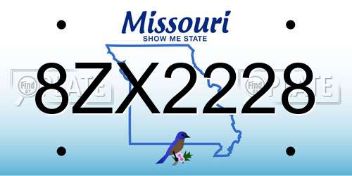 8ZX2228 Missouri License Plate