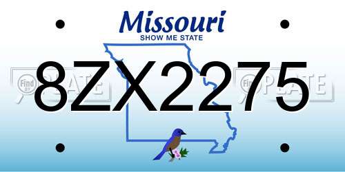 8ZX2275 Missouri License Plate