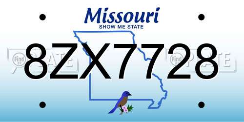 8ZX7728 Missouri License Plate