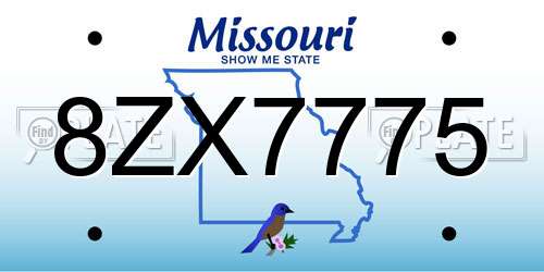 8ZX7775 Missouri License Plate