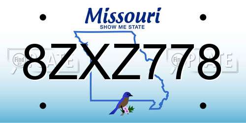 8ZXZ778 Missouri License Plate