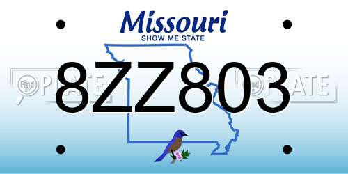 8ZZ803 Missouri License Plate