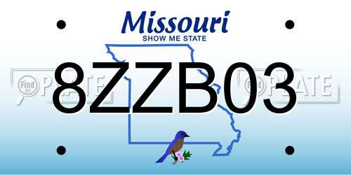 8ZZB03 Missouri License Plate