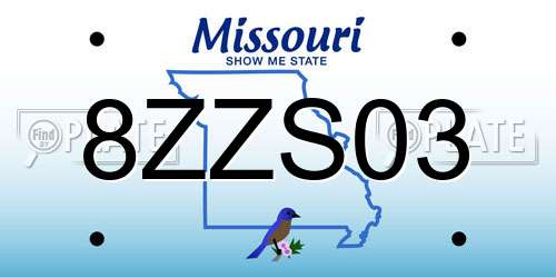 8ZZS03 Missouri License Plate
