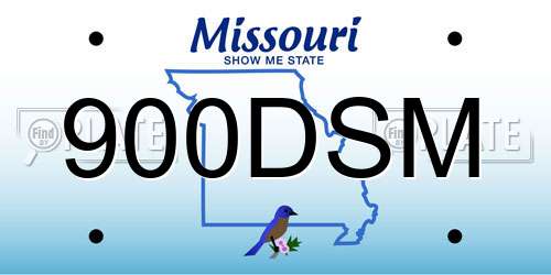 900DSM Missouri License Plate