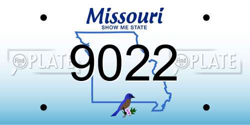 9022 Missouri License Plate