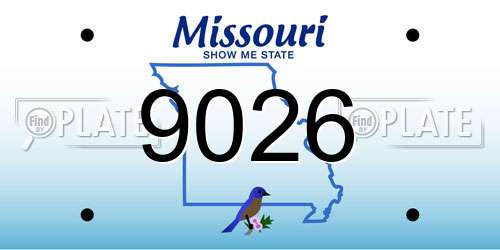 9026 Missouri License Plate