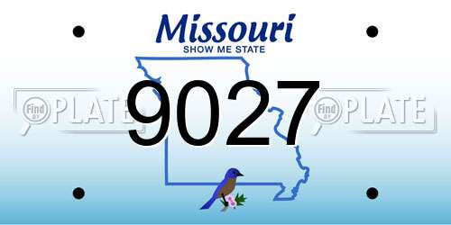 9027 Missouri License Plate