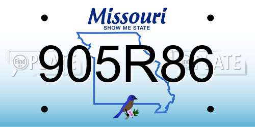 905R86 Missouri License Plate