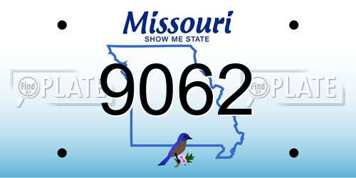 9062 Missouri License Plate