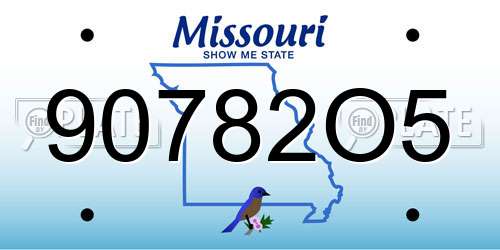90782O5 Missouri License Plate