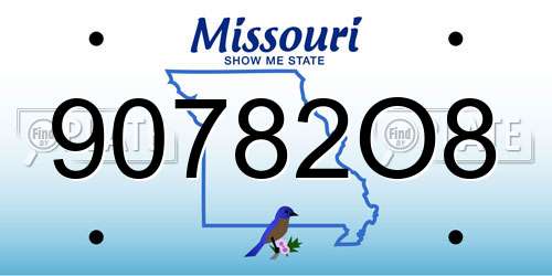 90782O8 Missouri License Plate