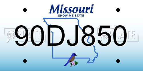 90DJ850 Missouri License Plate