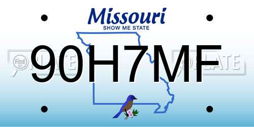 90H7MF Missouri License Plate