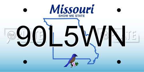 90L5WN Missouri License Plate