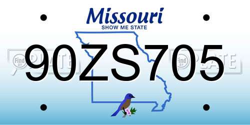 90ZS705 Missouri License Plate