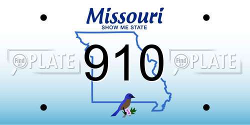 910 Missouri License Plate