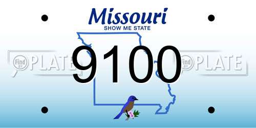 9100 Missouri License Plate