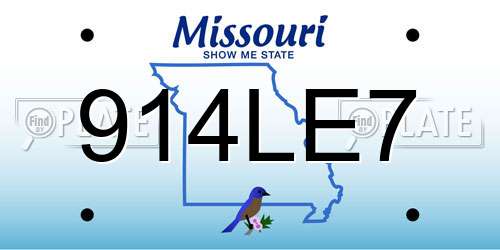 914LE7 Missouri License Plate