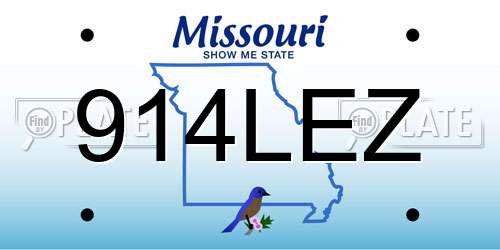 914LEZ Missouri License Plate