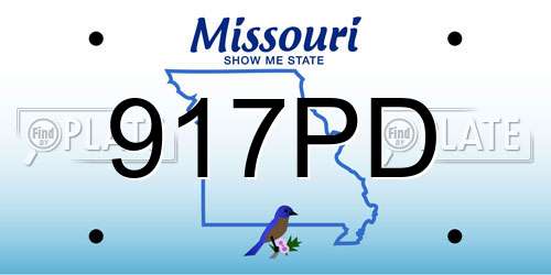 917PD Missouri License Plate