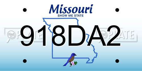 918DA2 Missouri License Plate