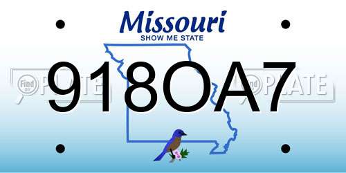 918OA7 Missouri License Plate