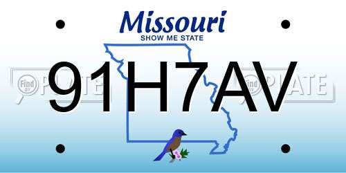 91H7AV Missouri License Plate
