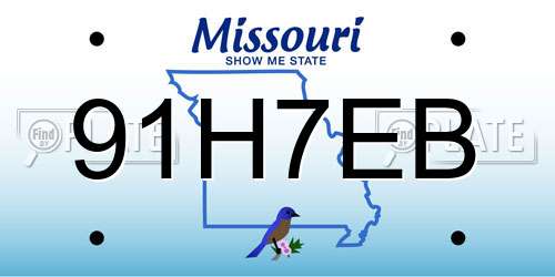 91H7EB Missouri License Plate
