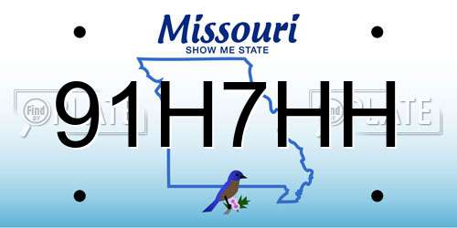 91H7HH Missouri License Plate