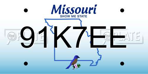 91K7EE Missouri License Plate