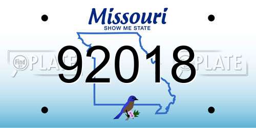 92018 Missouri License Plate