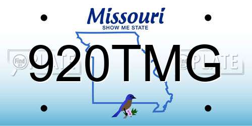 920TMG Missouri License Plate