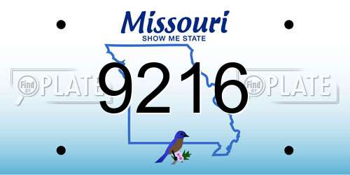 9216 Missouri License Plate