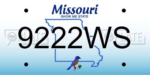 9222WS Missouri License Plate