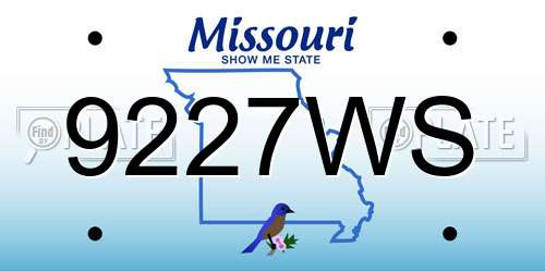 9227WS Missouri License Plate